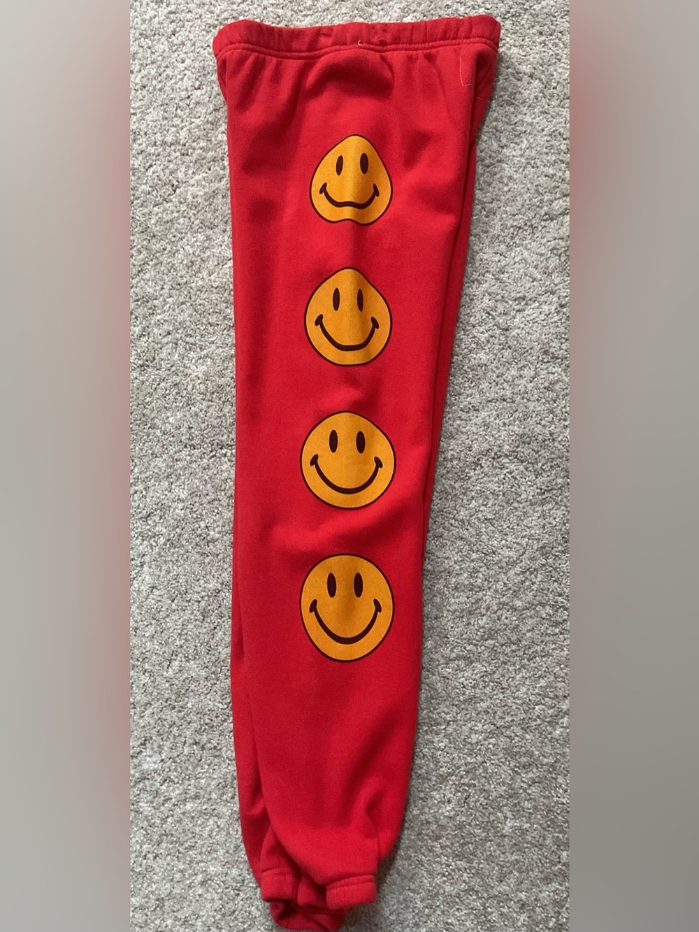 Kids Aviator Nation Red Joggers with Yellow Smile Faces